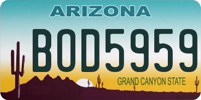 AZ license plate BOD5959
