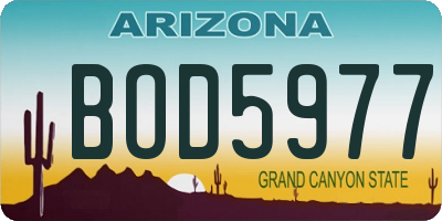 AZ license plate BOD5977