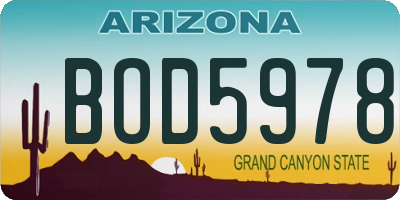 AZ license plate BOD5978