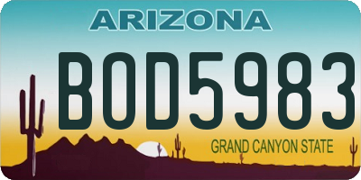 AZ license plate BOD5983
