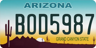 AZ license plate BOD5987