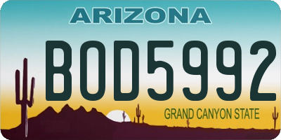 AZ license plate BOD5992