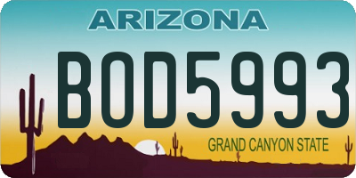 AZ license plate BOD5993