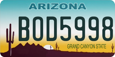 AZ license plate BOD5998