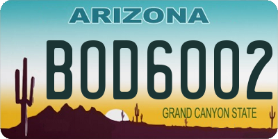 AZ license plate BOD6002