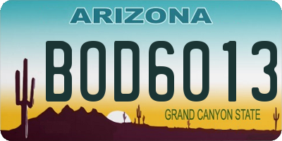 AZ license plate BOD6013