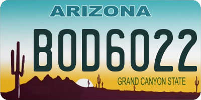 AZ license plate BOD6022