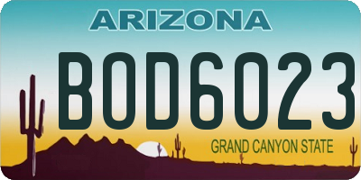 AZ license plate BOD6023