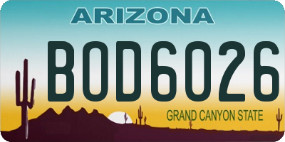 AZ license plate BOD6026