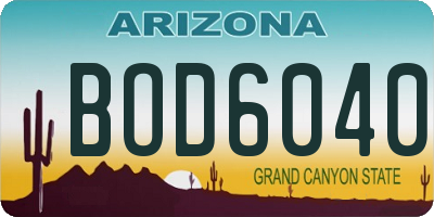 AZ license plate BOD6040