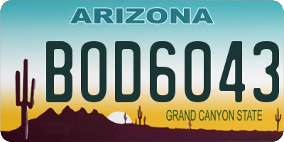 AZ license plate BOD6043