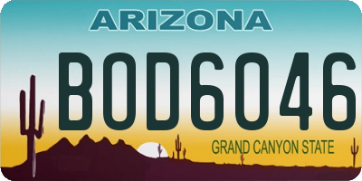 AZ license plate BOD6046