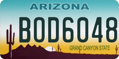 AZ license plate BOD6048