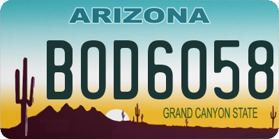 AZ license plate BOD6058