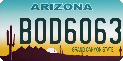 AZ license plate BOD6063