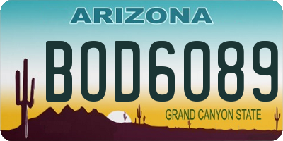 AZ license plate BOD6089