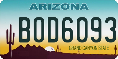 AZ license plate BOD6093
