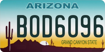 AZ license plate BOD6096