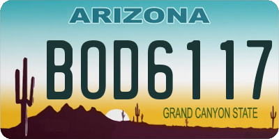 AZ license plate BOD6117