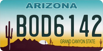 AZ license plate BOD6142
