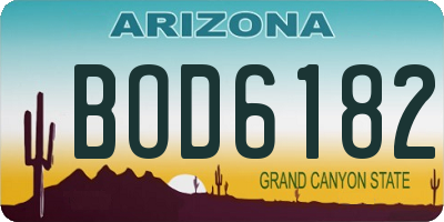 AZ license plate BOD6182