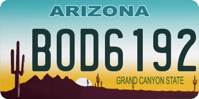 AZ license plate BOD6192