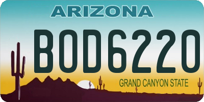 AZ license plate BOD6220