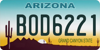AZ license plate BOD6221