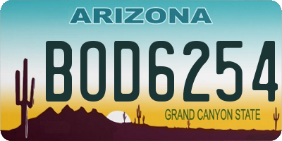 AZ license plate BOD6254
