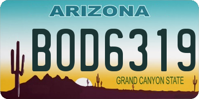 AZ license plate BOD6319