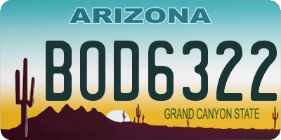AZ license plate BOD6322