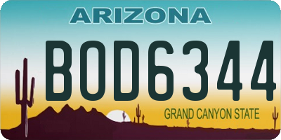 AZ license plate BOD6344