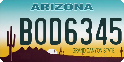 AZ license plate BOD6345