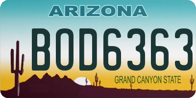 AZ license plate BOD6363