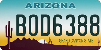 AZ license plate BOD6388