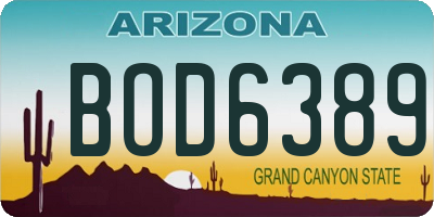 AZ license plate BOD6389