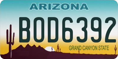 AZ license plate BOD6392