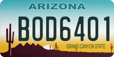 AZ license plate BOD6401