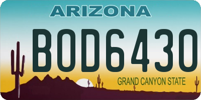 AZ license plate BOD6430