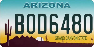 AZ license plate BOD6480