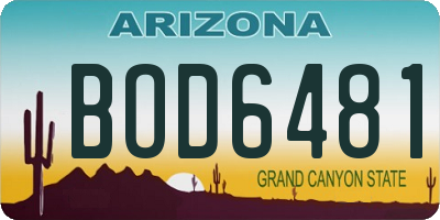 AZ license plate BOD6481