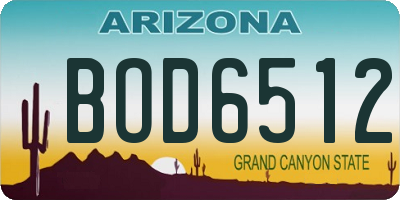 AZ license plate BOD6512