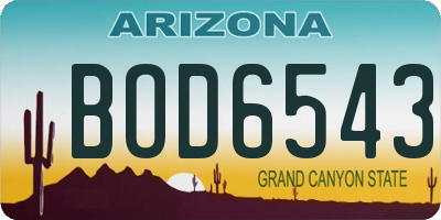 AZ license plate BOD6543