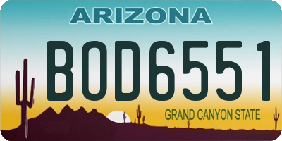 AZ license plate BOD6551