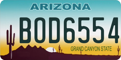 AZ license plate BOD6554