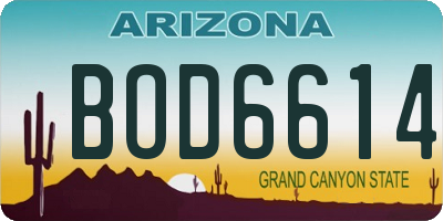 AZ license plate BOD6614