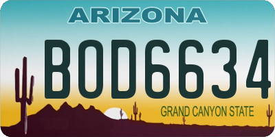 AZ license plate BOD6634