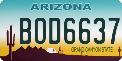 AZ license plate BOD6637