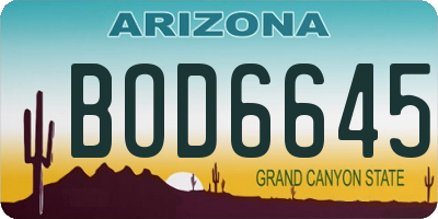 AZ license plate BOD6645
