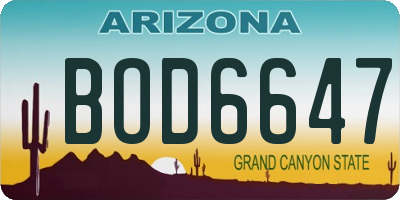 AZ license plate BOD6647